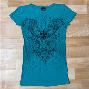 Daytrip turquoise and black short sleeve t-shirt